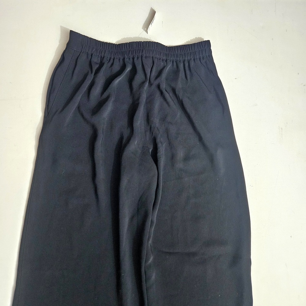 Madewell Pull On Straight Pants in Crepe True Black Relaxed Size Small NT309 - Picture 3 of 4